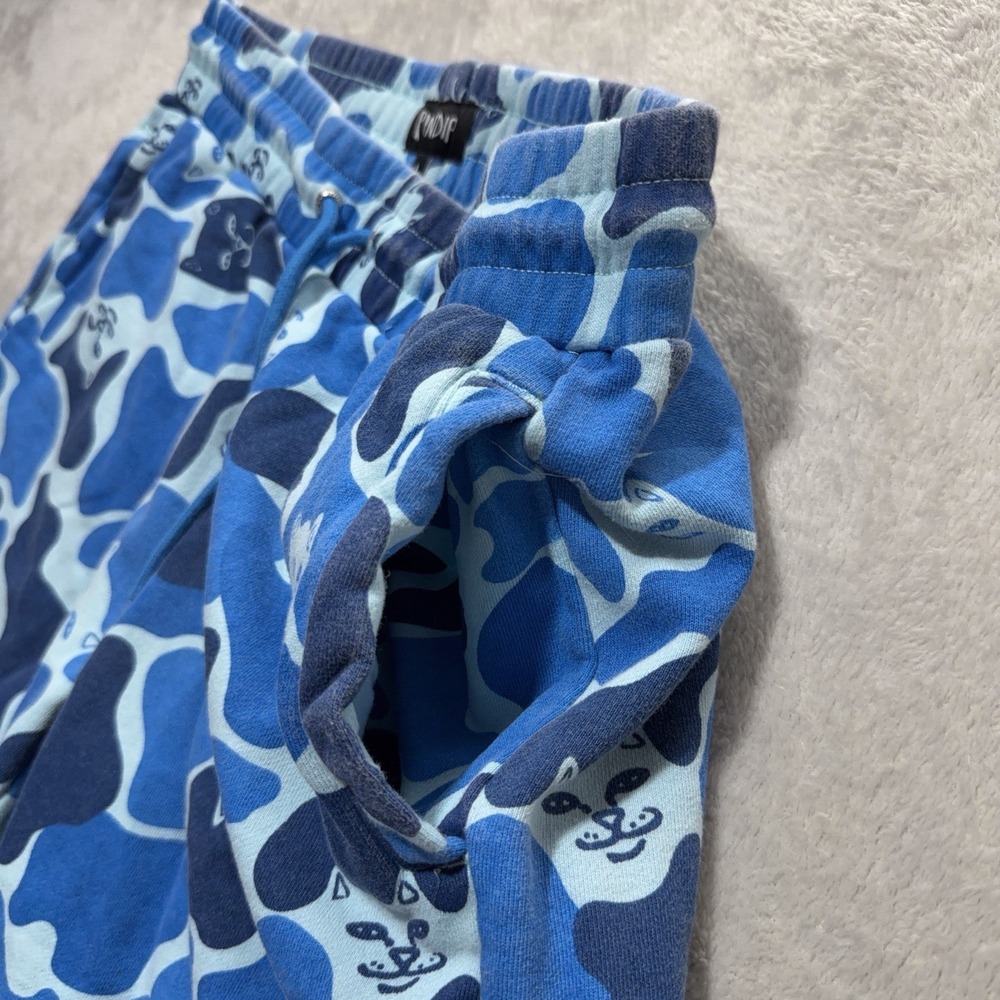 RIPNDIP Lord Nermal Blue Camo Sweat Shorts Mens L Cat Camouflage Fleece Board - Picture 5 of 12